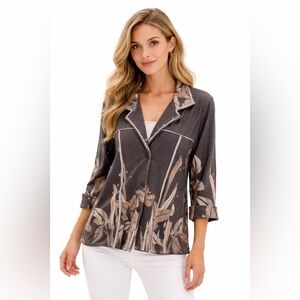 Paper Lace Soft Charcoal Cotton Floral Blazer
